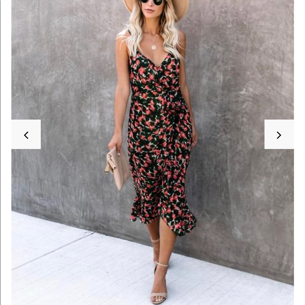VICI teacup floral ruffle midi dress